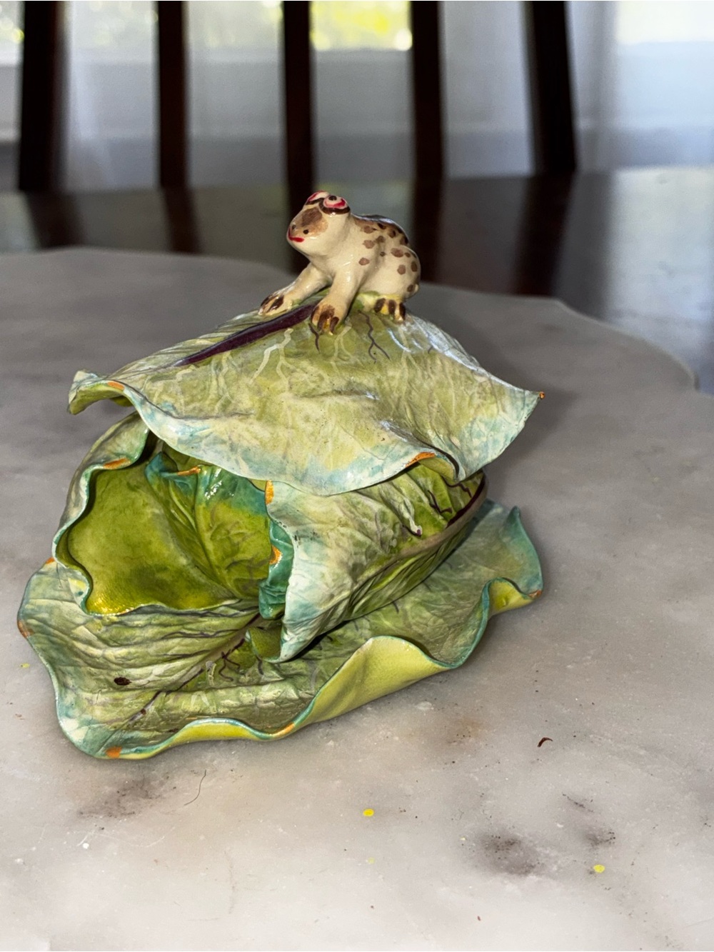 Vintage cabbage Frog trinket dish